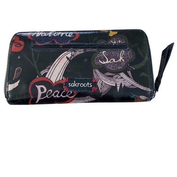 Sakroots Peace Bird Zippered Wallet Black Background Boho - Picture 3 of 8